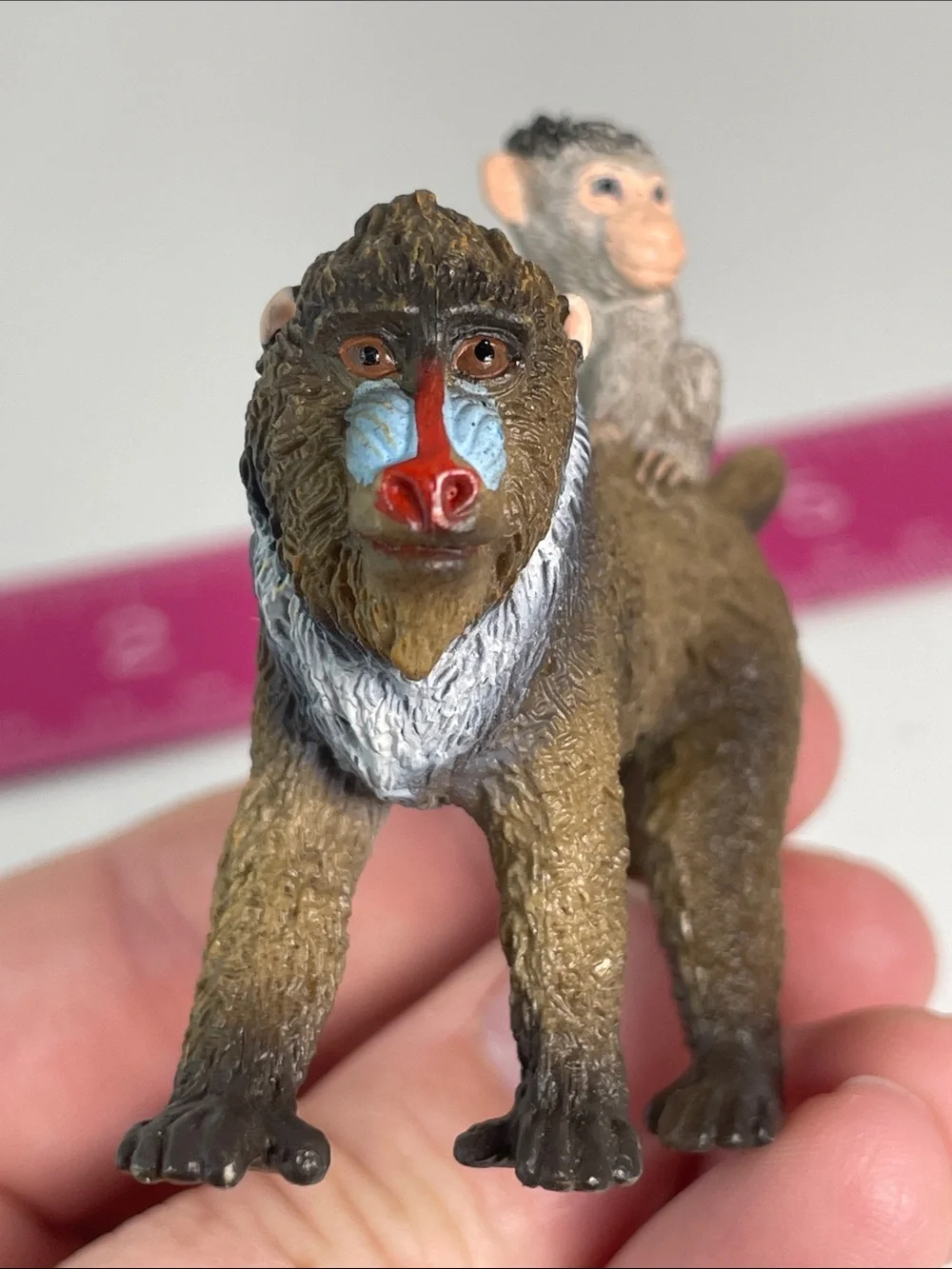 Schleich MANDRILL w/Baby Female Baboon Retired Animal Figure 2013